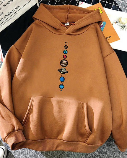 Męska bluza z kapturem z nadrukiem układu słonecznego