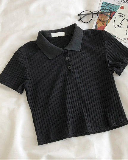 Damski T-shirt z kołnierzykiem