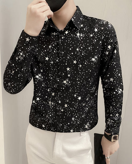 Męska koszula dopasowana w gwieździsty wzór