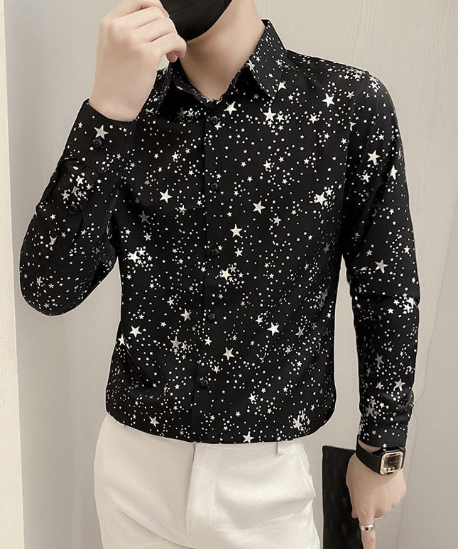 Męska koszula dopasowana w gwieździsty wzór