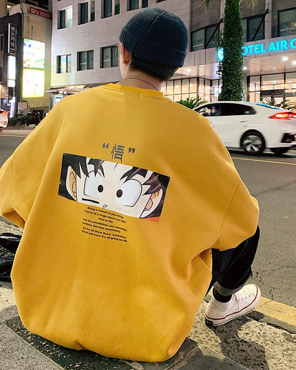 Męska bluza oversize z nadrukiem anime na plecach