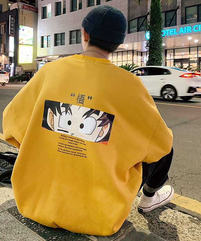 Męska bluza oversize z nadrukiem anime na plecach