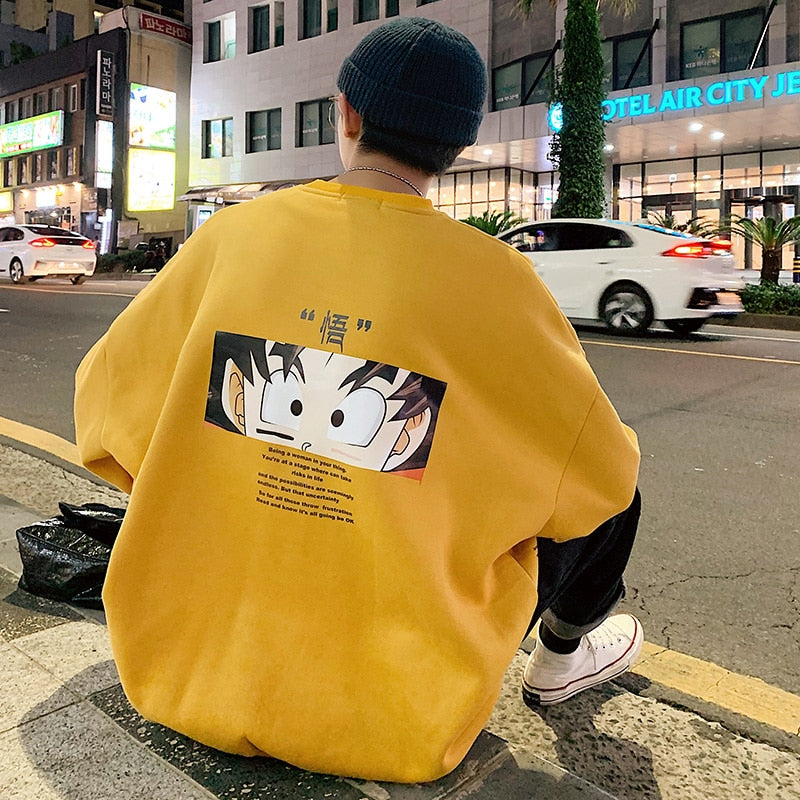 Męska bluza oversize z nadrukiem anime na plecach