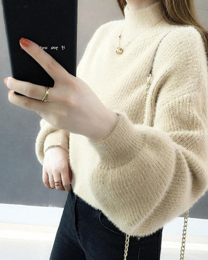 Damski sweter oversize z golfem