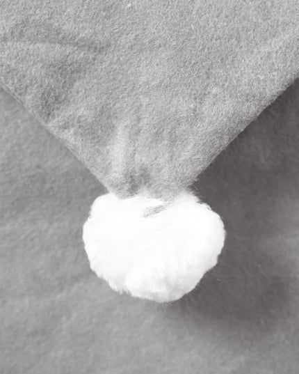 Świąteczny szary pokrowiec na krzesło z czapką Mikołaja