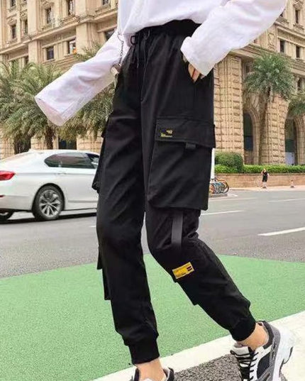 Damskie spodnie cargo z wysokim stanem