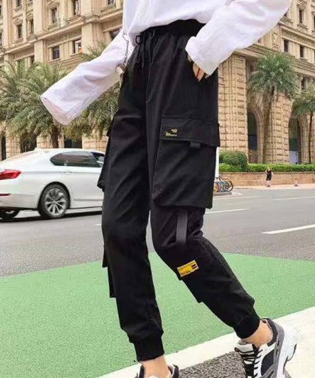 Damskie spodnie cargo z wysokim stanem