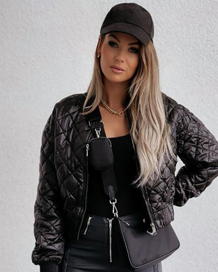 Damska kurtka przejściowa pikowana o kroju bomberki