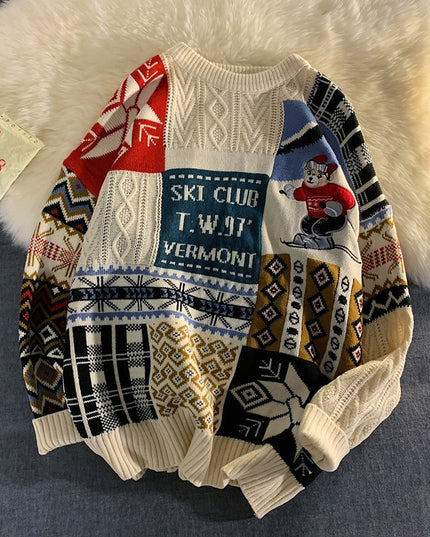 Męski sweter świąteczny z dekoltem w łódkę