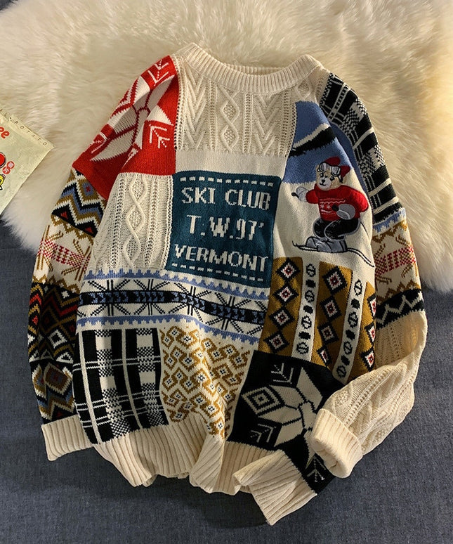 Męski sweter świąteczny z dekoltem w łódkę