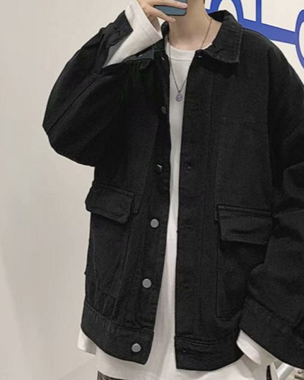 Męska kurtka jeansowa oversize z dużymi kieszeniami