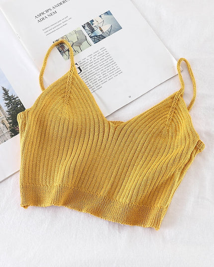 Damski crop top dzianinowy na ramiączkach