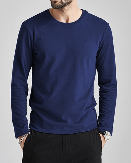 Męska koszulka z długim rękawem z okrągłym dekoltem o prostym kroju