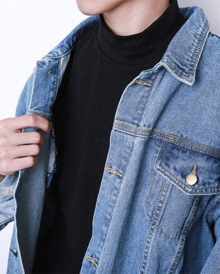 Męska kurtka jeansowa klasyczna luźny krój