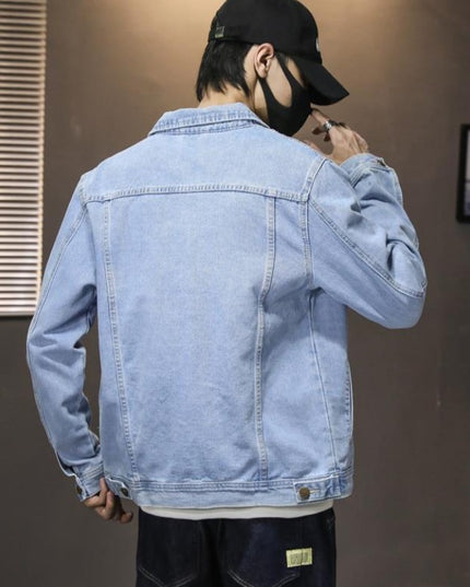 Męska kurtka jeansowa z kontrastowymi przeszyciami