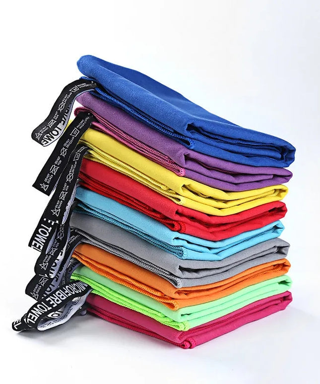 Ręcznik sportowy przenośny z pokrowcem w jednolitych kolorach