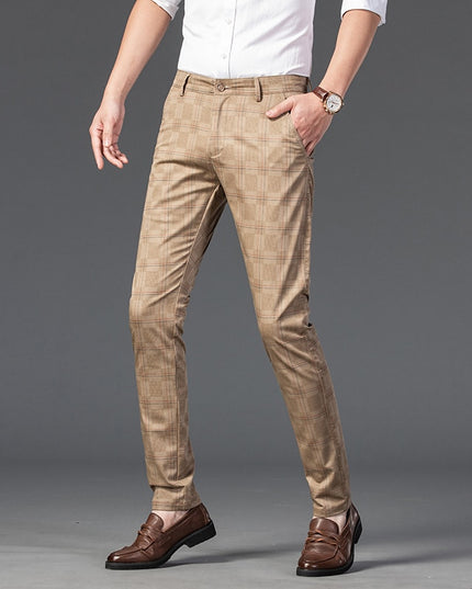 Męskie spodnie chinosy w kratę