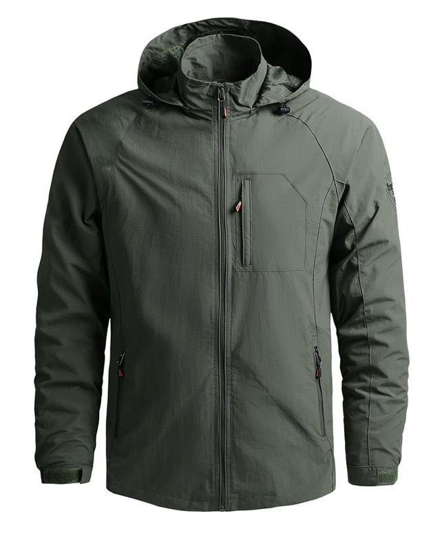 Męska kurtka przejściowa przeciwdeszczowa z kapturem