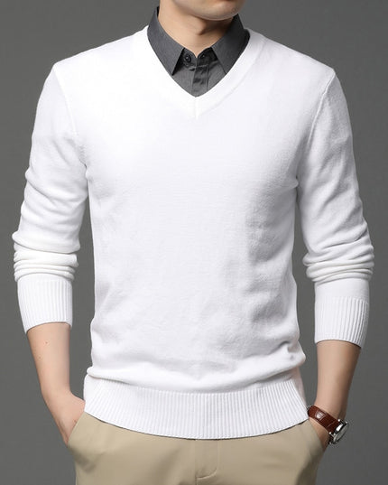 Męski sweter z dekoltem w serek o eleganckim kroju