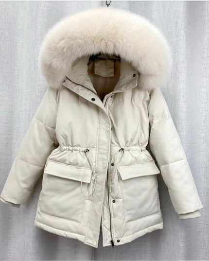 Damska kurtka zimowa parka z futrzanym kapturem