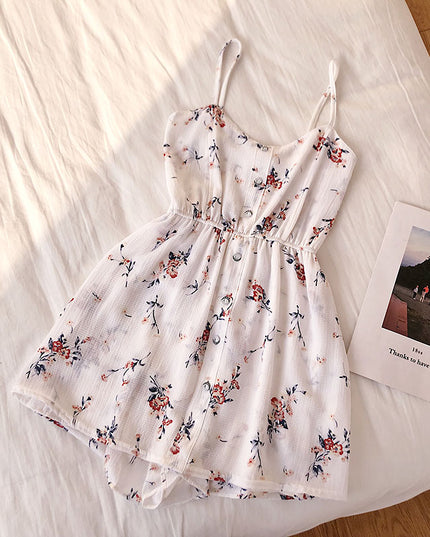 Damski kombinezon w kwiaty na cienkich ramiączkach