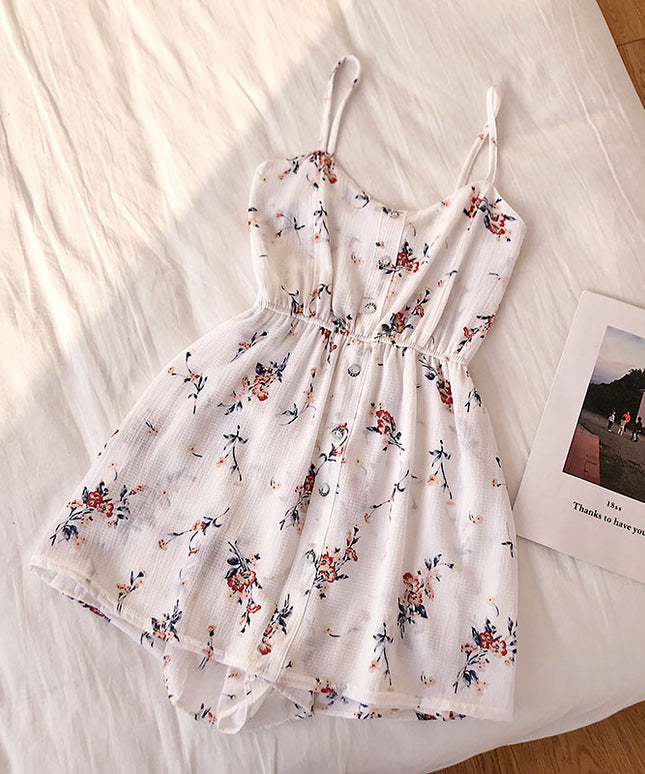 Damski kombinezon w kwiaty na cienkich ramiączkach