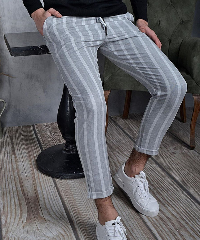 Męskie spodnie chinosy we wzór w paski