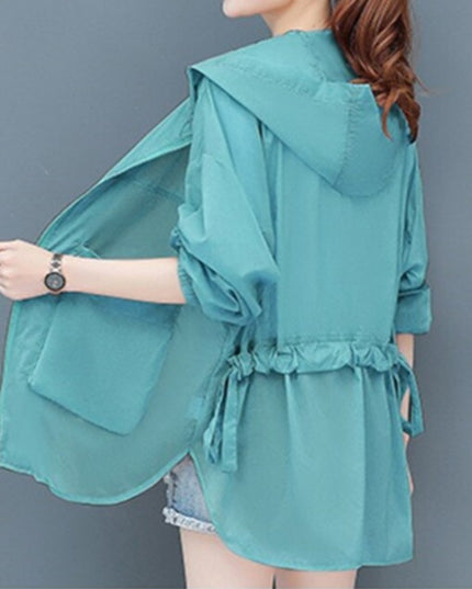 Damska kurtka przejściowa przeciwdeszczowa ze ściągaczem z tyłu