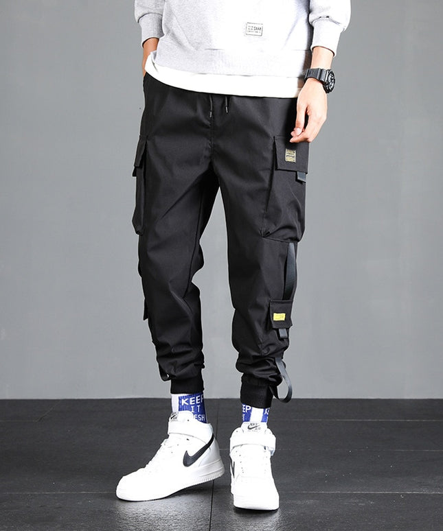 Męskie spodnie cargo ze ściągaczami