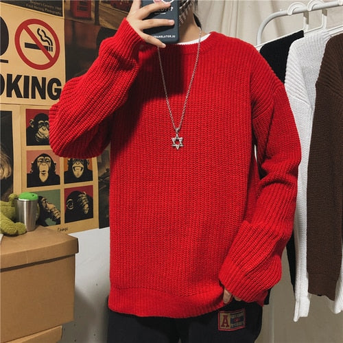 Męski sweter oversize z dekoltem w łódkę