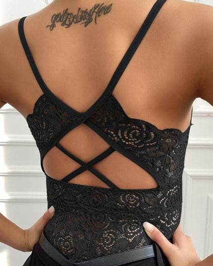 Damski crop top koronkowy na ramiączkach