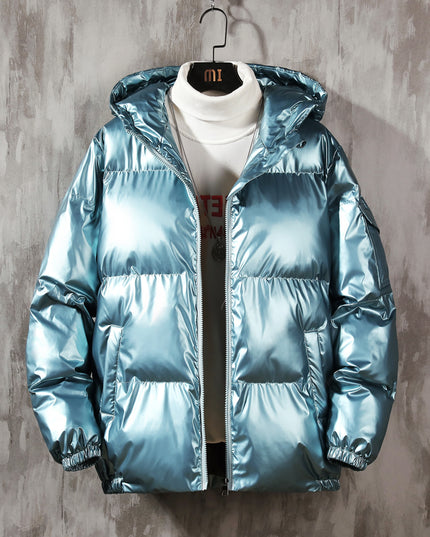 Damska kurtka połyskująca z kapturem