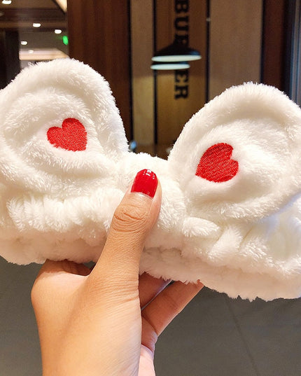 Opaska do włosów z kokardą z sercami