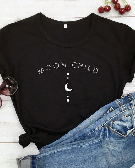 Damski T-shirt z napisem MOON CHILD