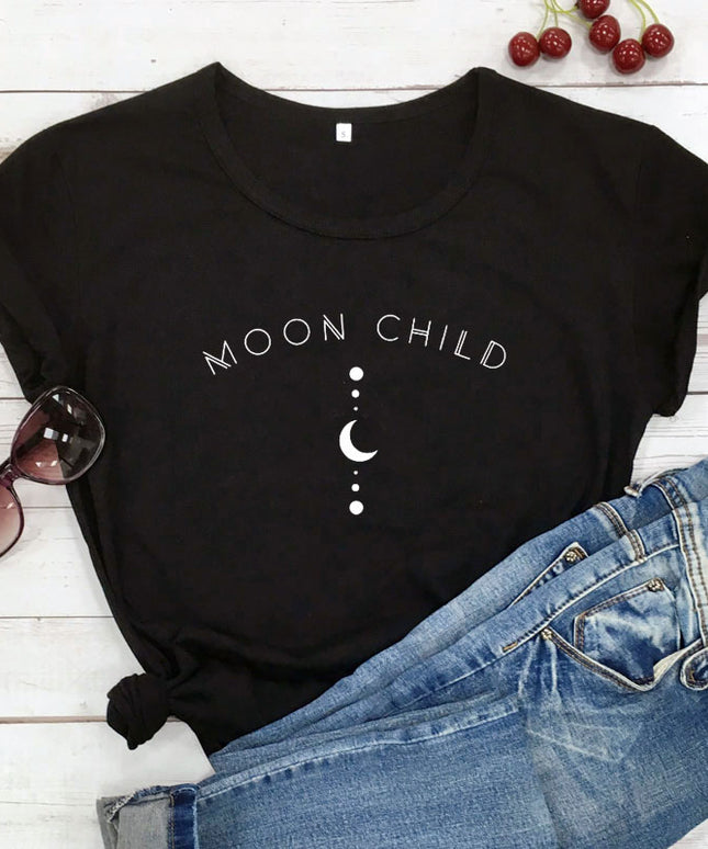 Damski T-shirt z napisem MOON CHILD