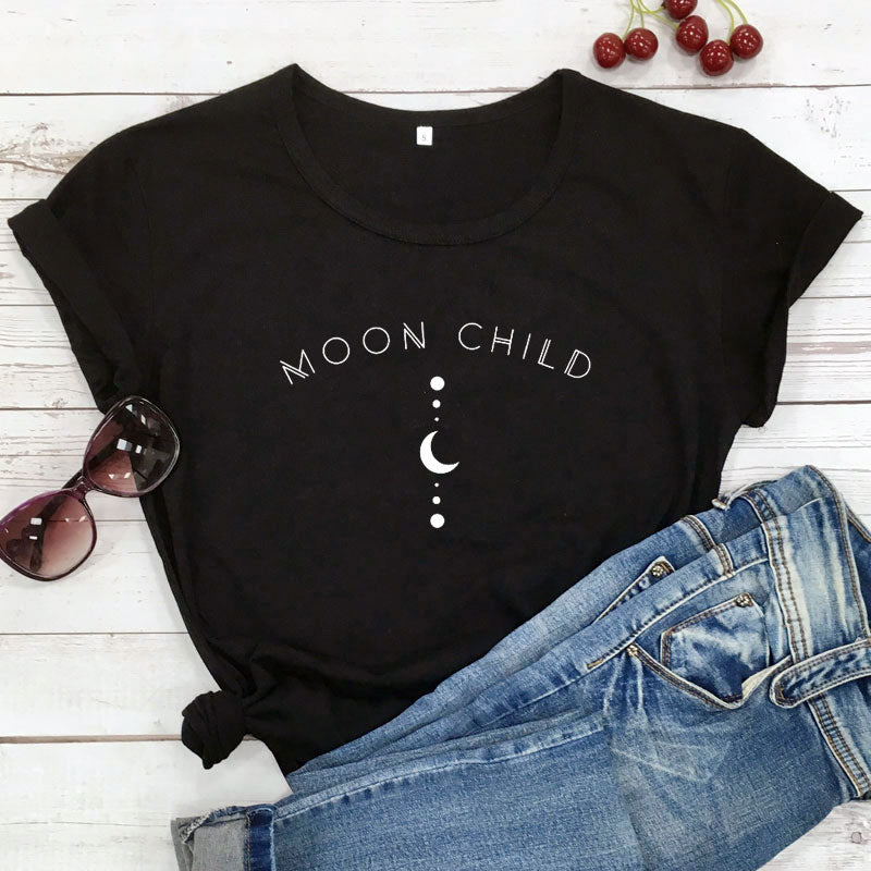 Damski T-shirt z napisem MOON CHILD