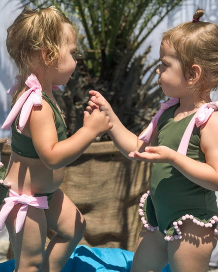 Strój kąpielowy dwuczęściowy bikini dla dziewczynek z kokardkami