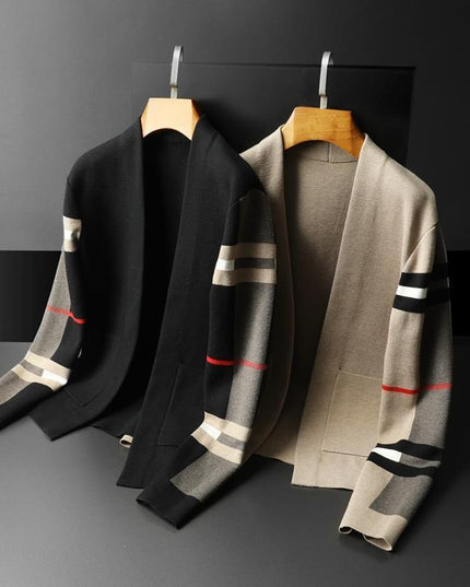 Męski sweter typu kardigan w kratkę