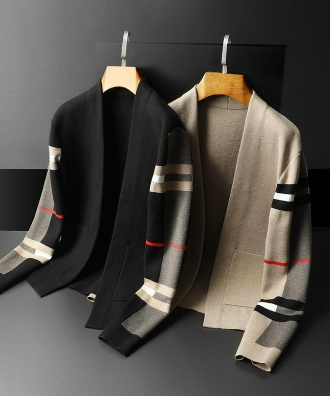 Męski sweter typu kardigan w kratkę