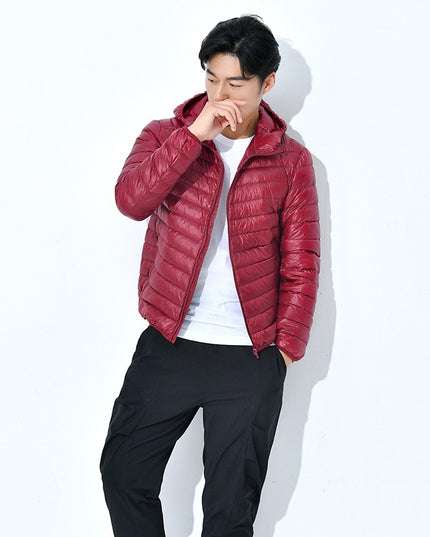 Męska kurtka zimowa pikowana z kapturem