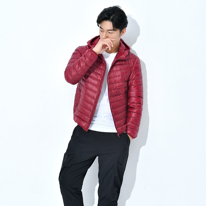 Męska kurtka zimowa pikowana z kapturem