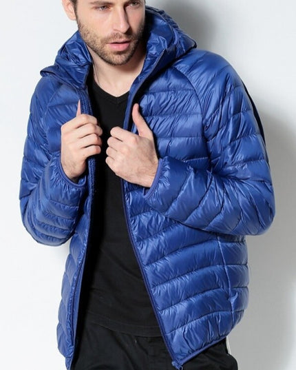 Męska kurtka zimowa pikowana z kapturem