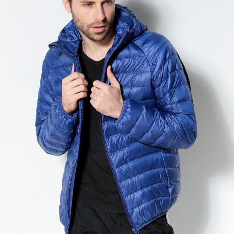 Męska kurtka zimowa pikowana z kapturem