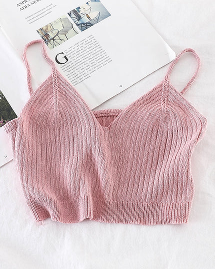 Damski crop top dzianinowy na ramiączkach