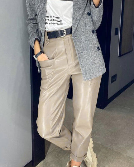 Damskie spodnie skórzane