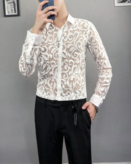 Męska koszula transparentna we wzory