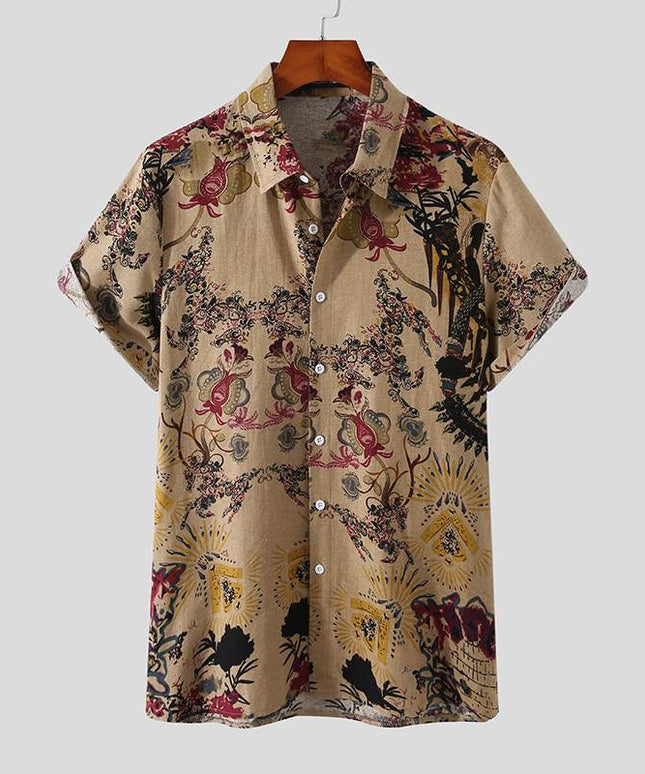 Męska koszula letnia bawełniana we wzory