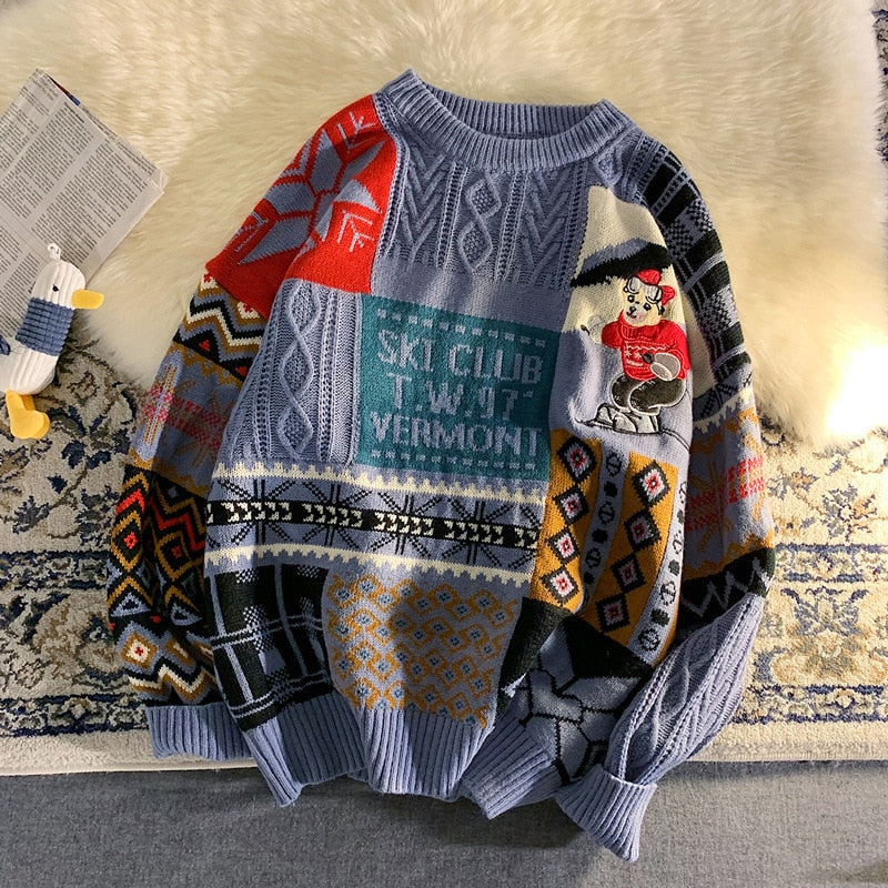 Męski sweter świąteczny z dekoltem w łódkę