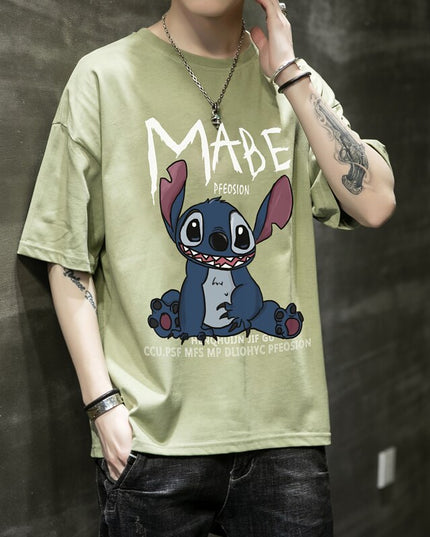 Męski T-shirt kreskówkowym motywem
