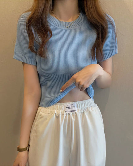 Damski T-shirt klasyczny w prążki